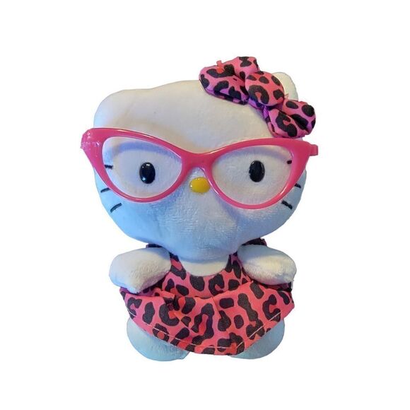 Sanrio Hello Kitty Pink Glasses 6 Inch Plush TY 2012 Beanie Babies - Picture 1 of 6